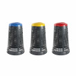 Set 3 trespoli 110 litri per raccolta differenziata - fondo grigio e coperchi colorati