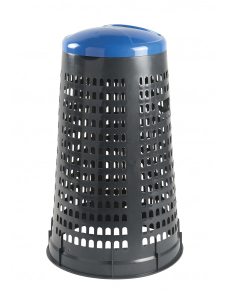 Set 3 trespoli 110 litri per raccolta differenziata - fondo grigio e coperchi colorati