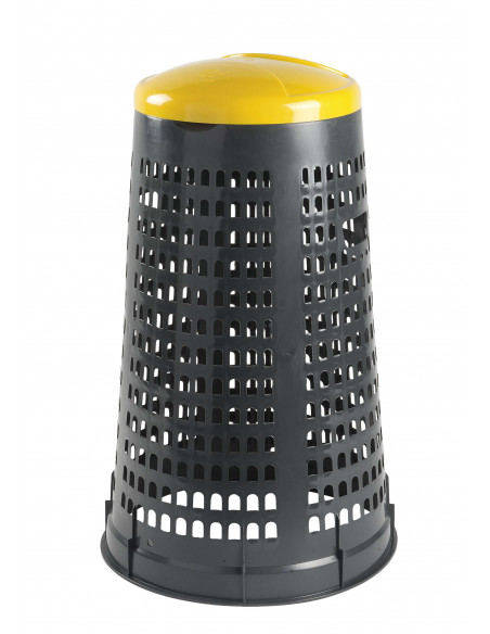 Set 3 trespoli 110 litri per raccolta differenziata - fondo grigio e coperchi colorati