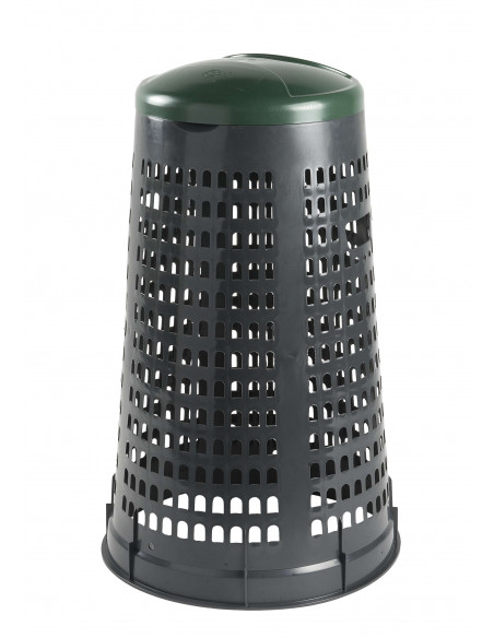 Set 3 trespoli 110 litri per raccolta differenziata - fondo grigio e coperchi colorati