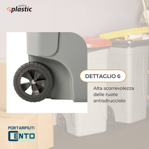 Set 3 bidoni 100 litri per raccolta...