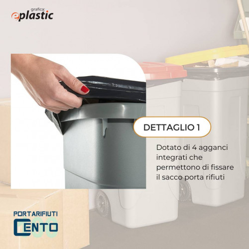 Set 4 bidoni 100 litri per raccolta...