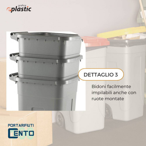 Set 4 bidoni 100 litri per raccolta...