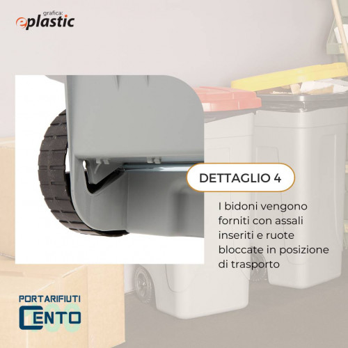 Set 4 bidoni 100 litri per raccolta...