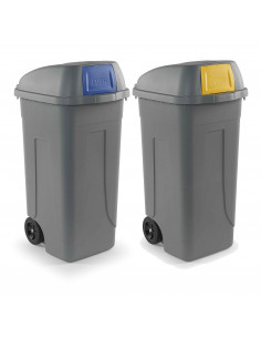 Bidone Per Raccolta Differenziata Mobil Plastic Ecology - 35 Litri, Grigio Con Sportello Marrone