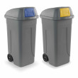 Set 2 bidoni 100 litri per raccolta differenziata - fondo grigio e alette basculanti colorate