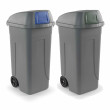 Set 2 bidoni 100 litri per raccolta differenziata - fondo grigio e alette basculanti colorate