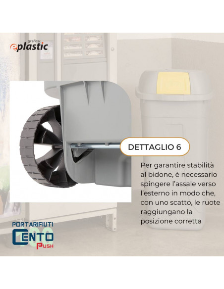 Set 2 bidoni 100 litri per raccolta differenziata - fondo grigio e alette basculanti colorate