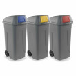 Set 3 bidoni 100 litri per raccolta differenziata - fondo grigio e alette basculanti colorate