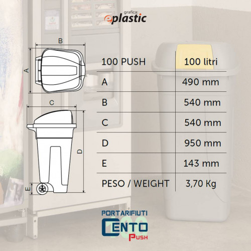 Set 3 bidoni 100 litri per raccolta...