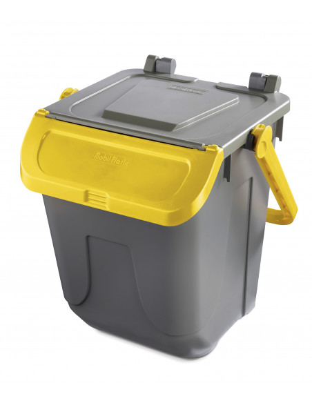 Bidone per raccolta differenziata 25 litri grigio con sportello basculante colorato - modello Ecology