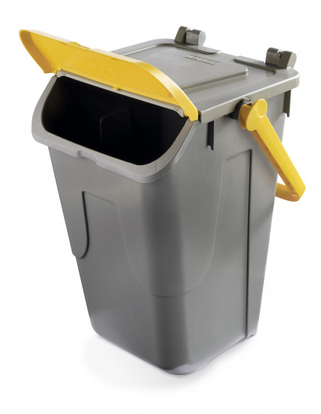 Bidone per raccolta differenziata 35 litri grigio con sportello basculante colorato - modello Ecology