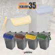 Bidone per raccolta differenziata 35 litri grigio con sportello basculante colorato - modello Ecology