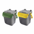Set 2 bidoni 25 litri per raccolta differenziata - fondo grigio e coperchi basculanti colorati