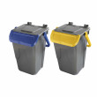Set 2 bidoni 35 litri per raccolta differenziata - fondo grigio e coperchi con sportelli basculanti colorati
