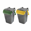 Set 2 bidoni 35 litri per raccolta differenziata - fondo grigio e coperchi con sportelli basculanti colorati