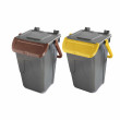 Set 2 bidoni 35 litri per raccolta differenziata - fondo grigio e coperchi con sportelli basculanti colorati