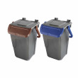 Set 2 bidoni 35 litri per raccolta differenziata - fondo grigio e coperchi con sportelli basculanti colorati