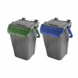 Set 2 bidoni 35 litri per raccolta differenziata - fondo grigio e coperchi con sportelli basculanti colorati