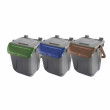 Set 3 bidoni 25 litri per raccolta differenziata - fondo grigio e coperchi con sportelli basculanti colorati