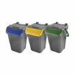 Set 3 bidoni 35 litri per raccolta differenziata - fondo grigio e coperchi con sportelli basculanti colorati