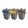 Set 3 bidoni 35 litri per raccolta differenziata - fondo grigio e coperchi con sportelli basculanti colorati