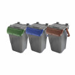 Set 3 bidoni 35 litri per raccolta differenziata - fondo grigio e coperchi con sportelli basculanti colorati