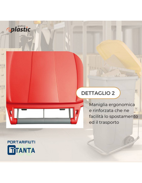 Set 3 bidoni 80 litri per raccolta differenziata - fondo grigio e coperchi colorati