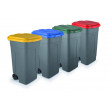 Set 4 bidoni 80 litri per raccolta differenziata - fondo grigio e coperchi colorati