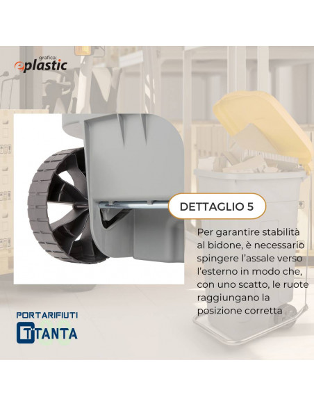 Set 4 bidoni 80 litri per raccolta differenziata - fondo grigio e coperchi colorati