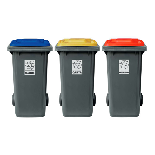 Set 3 bidoni 120 litri per raccolta...
