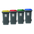 Set 4 bidoni 120 litri per raccolta differenziata - fondo grigio e coperchi colorati