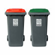 Set 2 bidoni 240 litri per raccolta differenziata - fondo grigio e coperchi colorati 