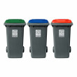 Set 3 bidoni 240 litri per raccolta differenziata - fondo grigio e coperchi colorati