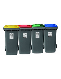 Set 4 bidoni 240 litri per raccolta differenziata - fondo...