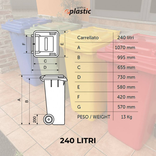 Set 4 bidoni 240 litri per raccolta...
