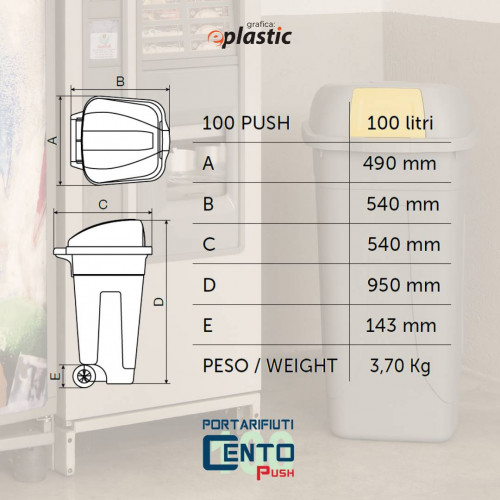 Set 4 bidoni 100 litri per raccolta...