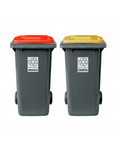Set 2 bidoni 120 litri per raccolta differenziata - fondo...