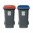 Set 2 bidoni 120 litri per raccolta differenziata - fondo grigio e coperchi colorati