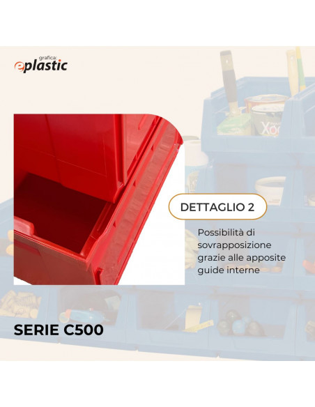 Set 12 contenitori in PEHD a bocca di lupo L 10,5 x H 8,5 x P 16,3 cm