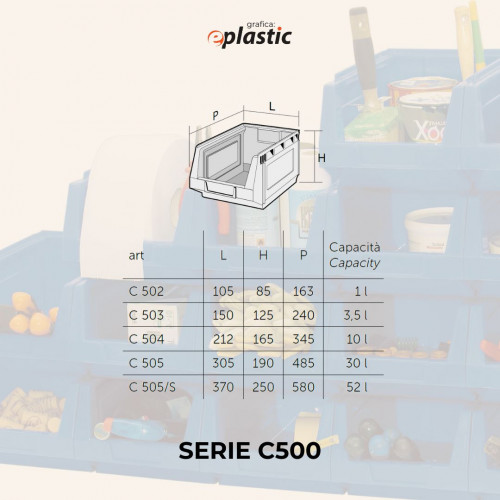 Set 7 contenitori in PEHD a bocca di lupo L...