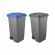 Set 2 bidoni 80 litri per raccolta differenziata - fondo grigio e coperchi colorati
