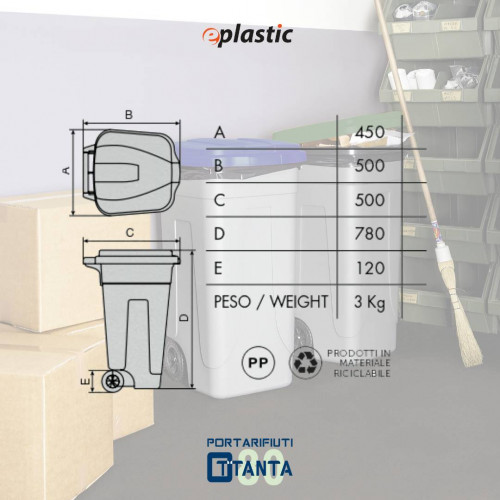 Set 2 bidoni 80 litri per raccolta...