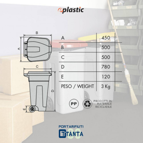 Set 2 bidoni 80 litri per raccolta...