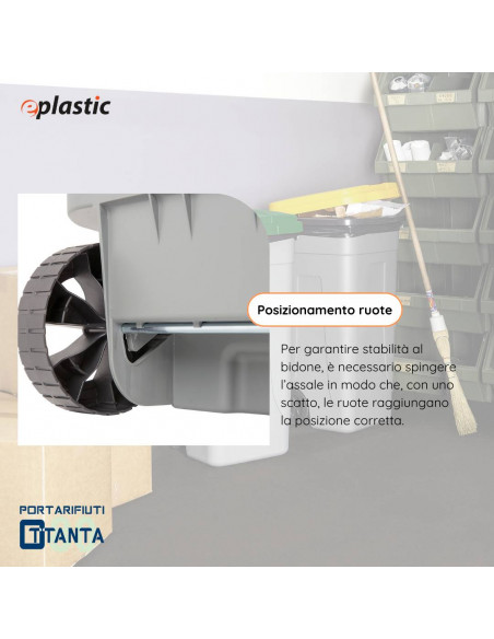 Set 2 bidoni 80 litri per raccolta differenziata - fondo grigio e coperchi colorati