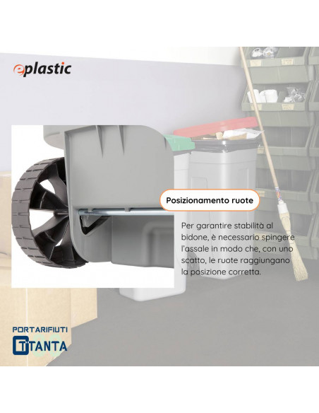 Set 2 bidoni 80 litri per raccolta differenziata - fondo grigio e coperchi colorati