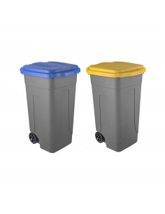 Set 2 bidoni 100 litri per raccolta differenziata - fondo...
