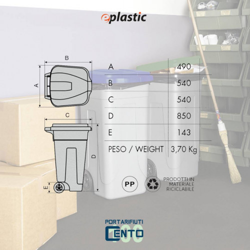 Set 2 bidoni 100 litri per raccolta...