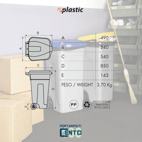 Set 2 bidoni 100 litri per raccolta...