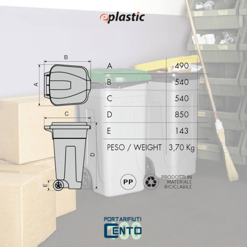 Set 2 bidoni 100 litri per raccolta...